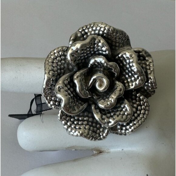 E&L Israel Sterling Silver Statement Flower Electroform Rose Ring  Sz.8 - Picture 10 of 14